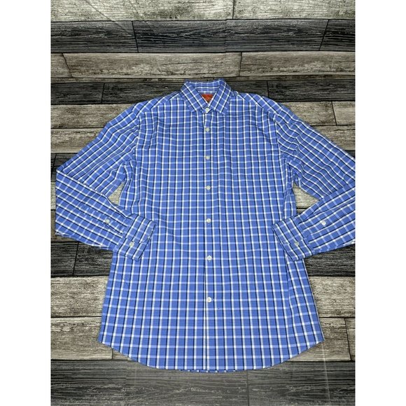 Penguin By Munsingwear Blue Plaid Slim Fit Shirt - Picture 1 of 6